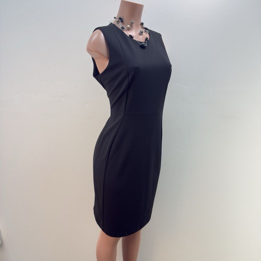 NEW Calvin Klein Dress Sheath Smooth Scuba Classic Black Women’s Sz 12 - Picture 5 of 15